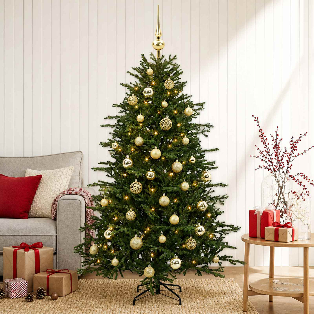 vidaXL Artificial Christmas Tree with Bauble 150 cm 150 LEDs