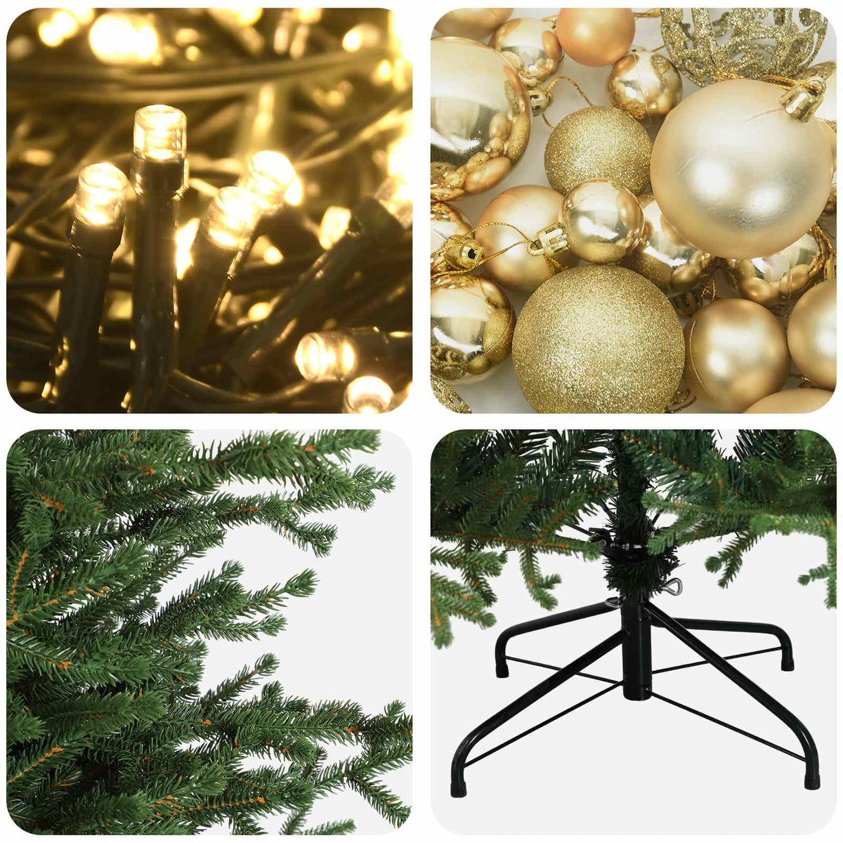 vidaXL Artificial Christmas Tree with Bauble 150 cm 150 LEDs