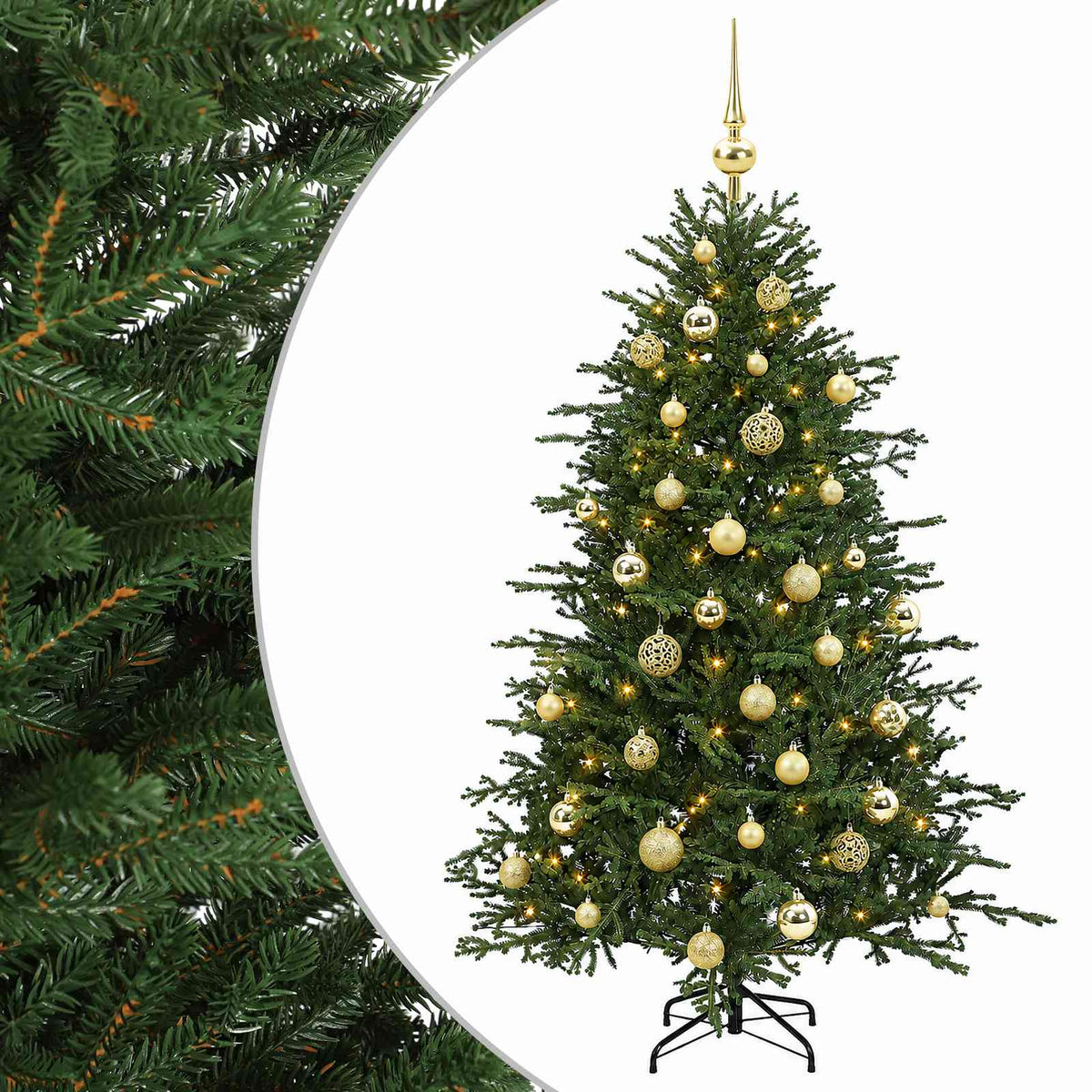 vidaXL Artificial Christmas Tree with Bauble 150 cm 150 LEDs