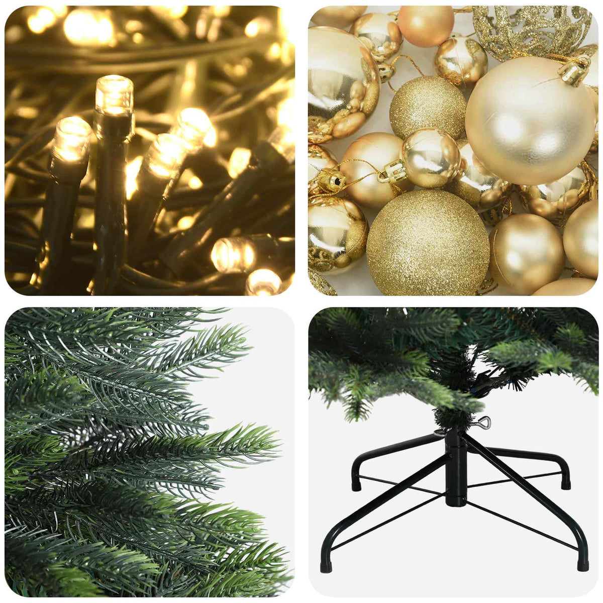 vidaXL Artificial Christmas Tree with Bauble 120 cm 150 LEDs