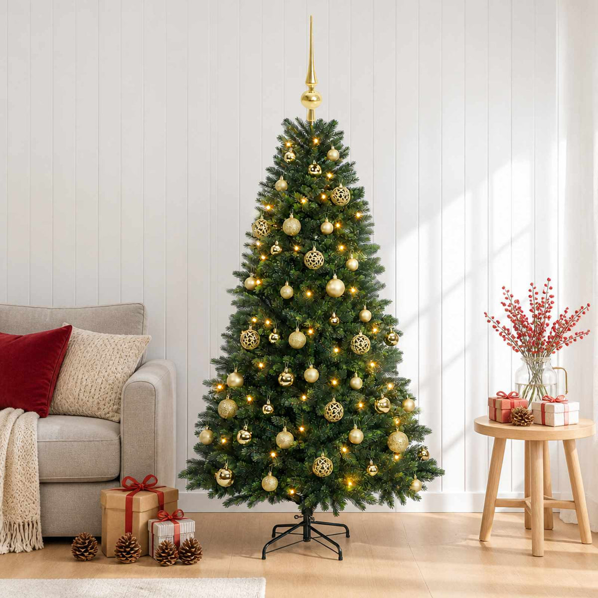 vidaXL Artificial Christmas Tree with Bauble 150 cm 150 LEDs