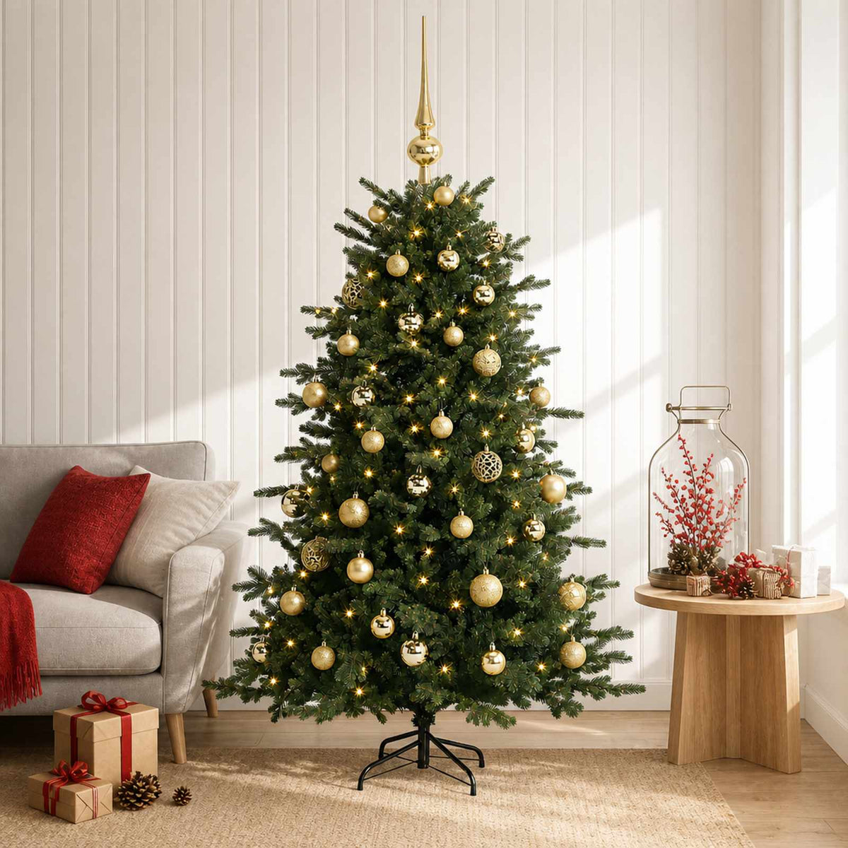 vidaXL Artificial Christmas Tree with Bauble 150 cm 150 LEDs