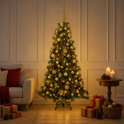 vidaXL Artificial Christmas Tree with Bauble 150 cm 150 LEDs