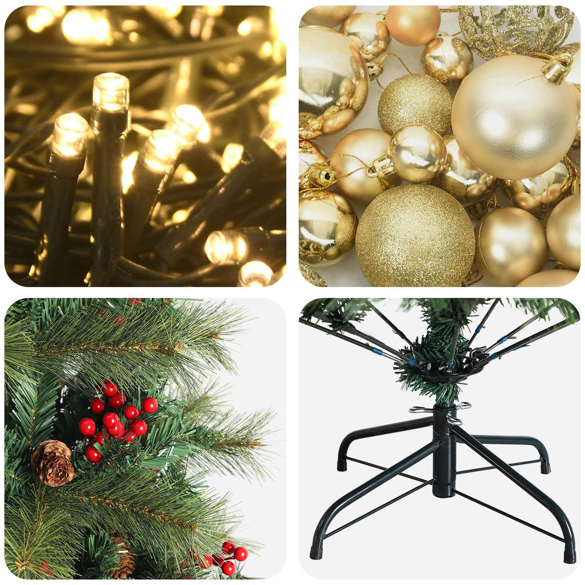 vidaXL Artificial Christmas Tree with Bauble 150 cm 150 LEDs