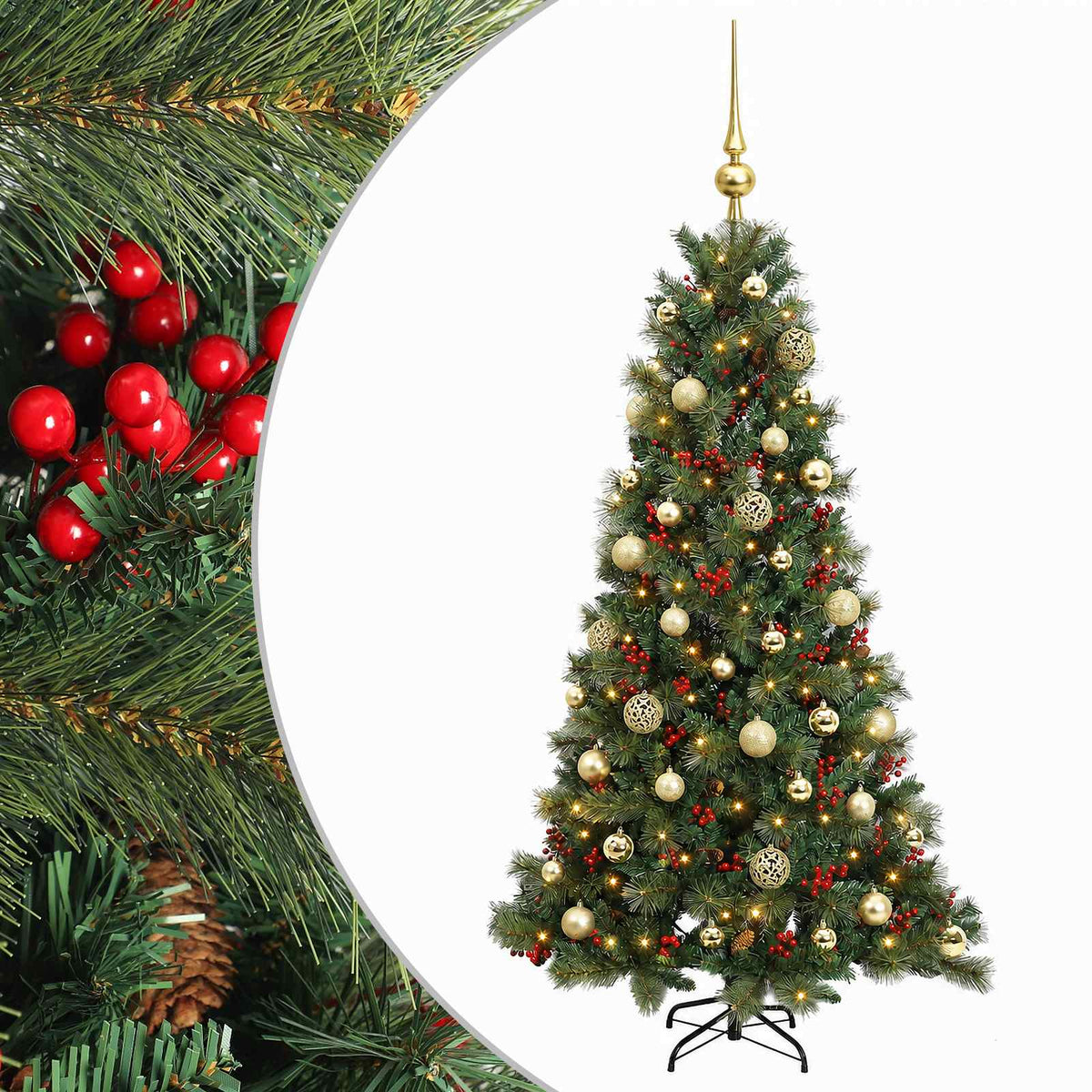 vidaXL Artificial Christmas Tree with Bauble 150 cm 150 LEDs