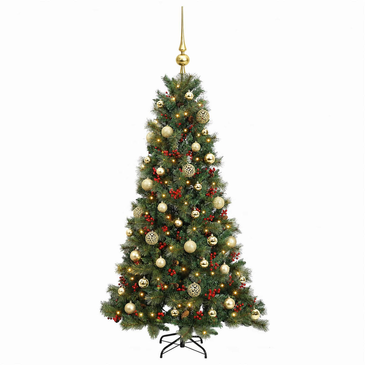 vidaXL Artificial Christmas Tree with Bauble 150 cm 150 LEDs