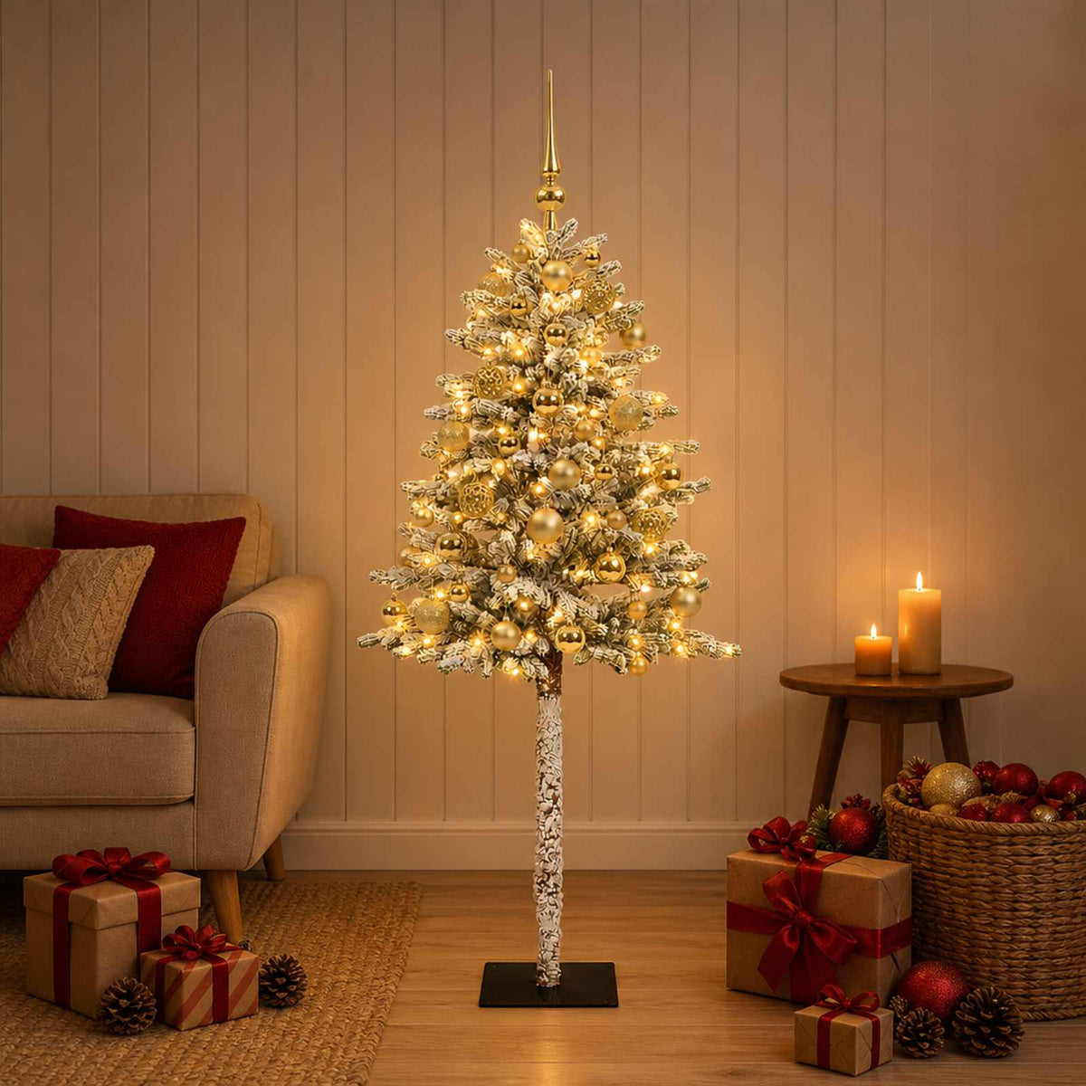 vidaXL Artificial Christmas Tree with Bauble 120 cm 150 LEDs