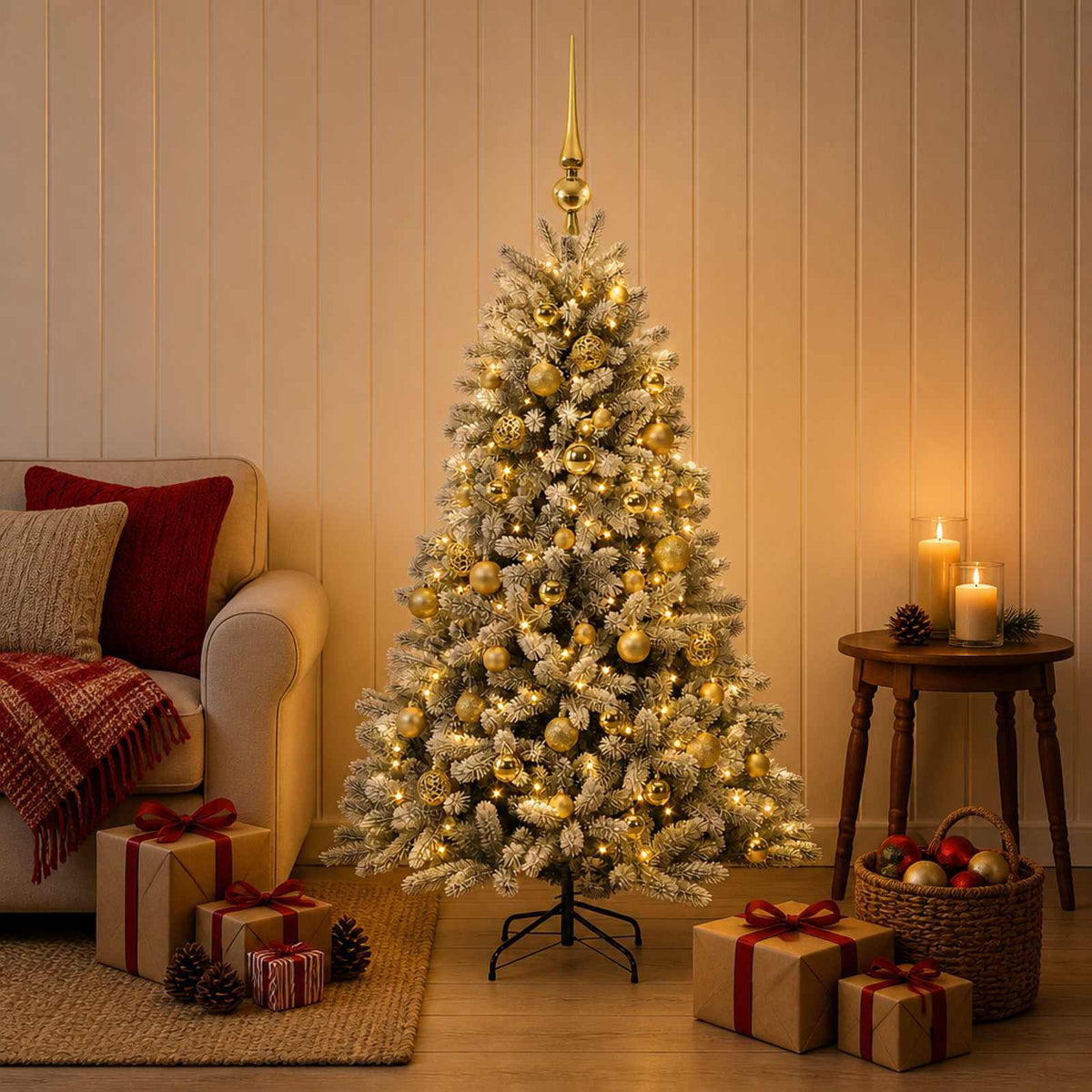 vidaXL Artificial Christmas Tree with Bauble 150 cm 150 LEDs