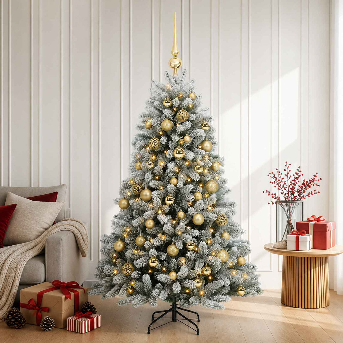vidaXL Artificial Christmas Tree with Bauble 150 cm 150 LEDs