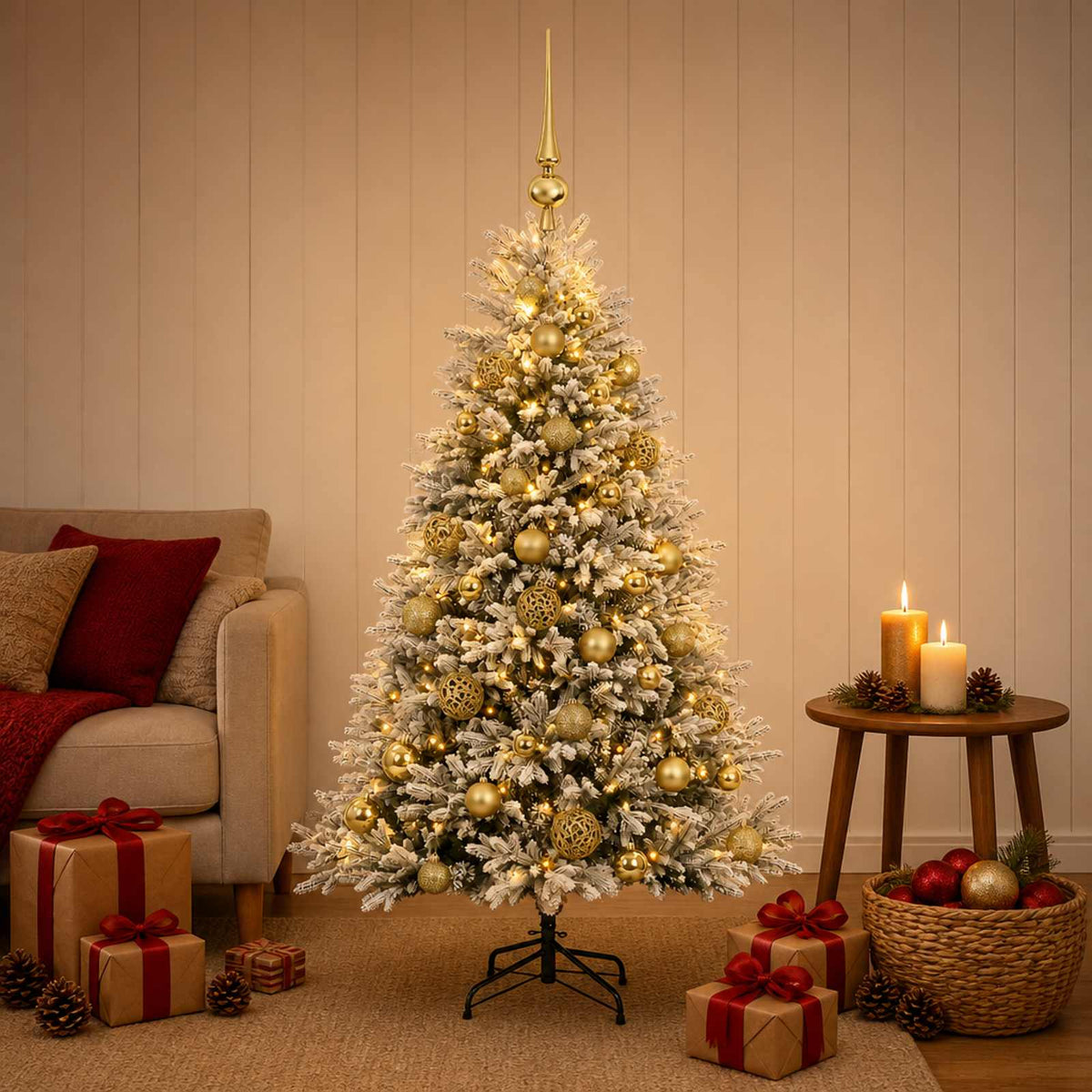 vidaXL Artificial Christmas Tree with Bauble 150 cm 150 LEDs