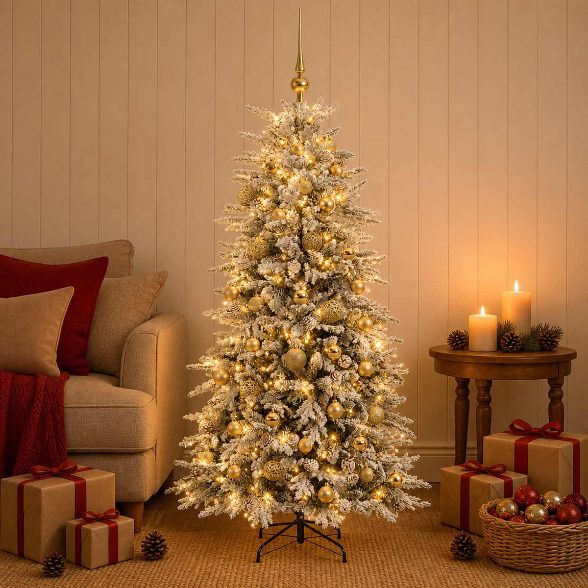 vidaXL Artificial Hinged Christmas Tree 120 cm 150 LEDs Warm White