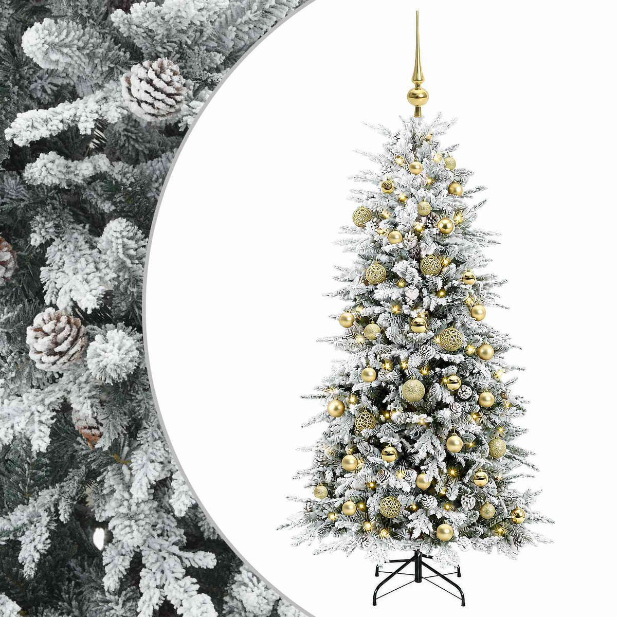 vidaXL Artificial Hinged Christmas Tree 150 cm 150 LEDs Warm White