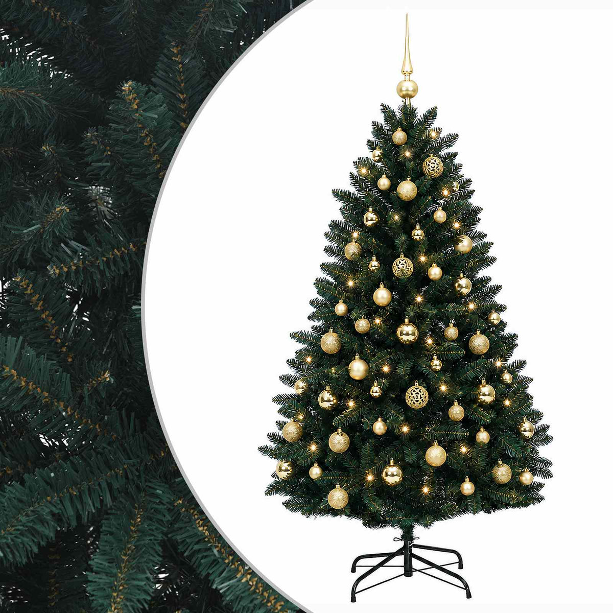vidaXL Artificial Christmas Tree Dark Green with Baubles 120 cm