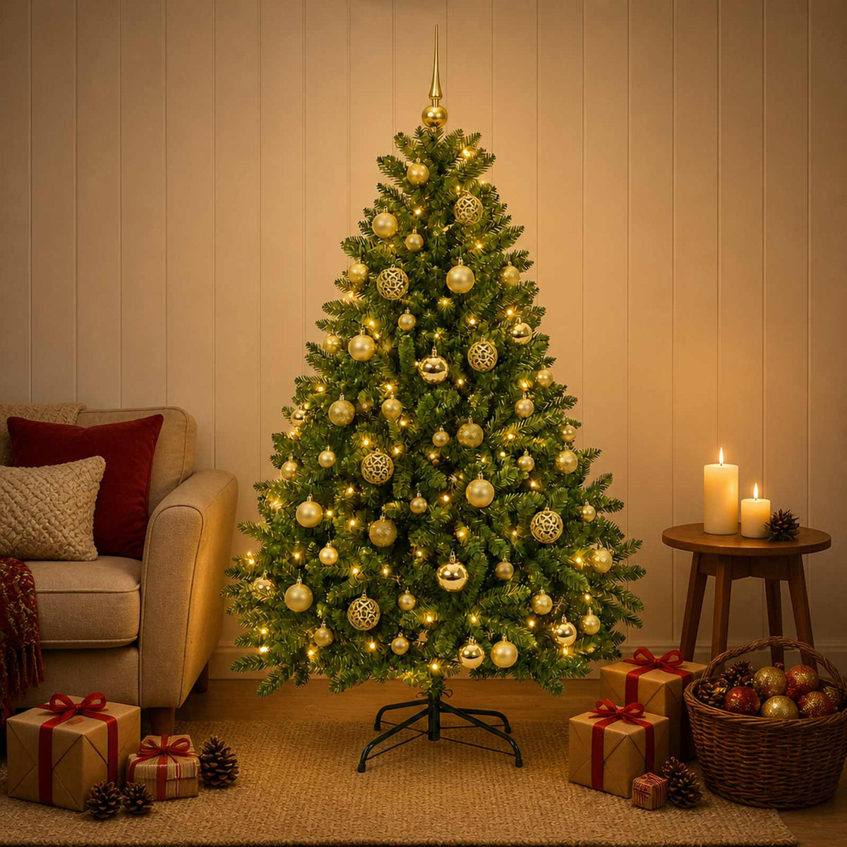 vidaXL Artificial Christmas Tree Light Green with Bauble 120 cm
