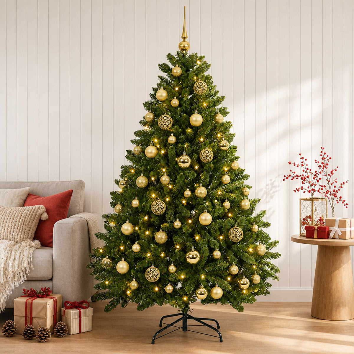 vidaXL Artificial Christmas Tree Light Green with Bauble 120 cm