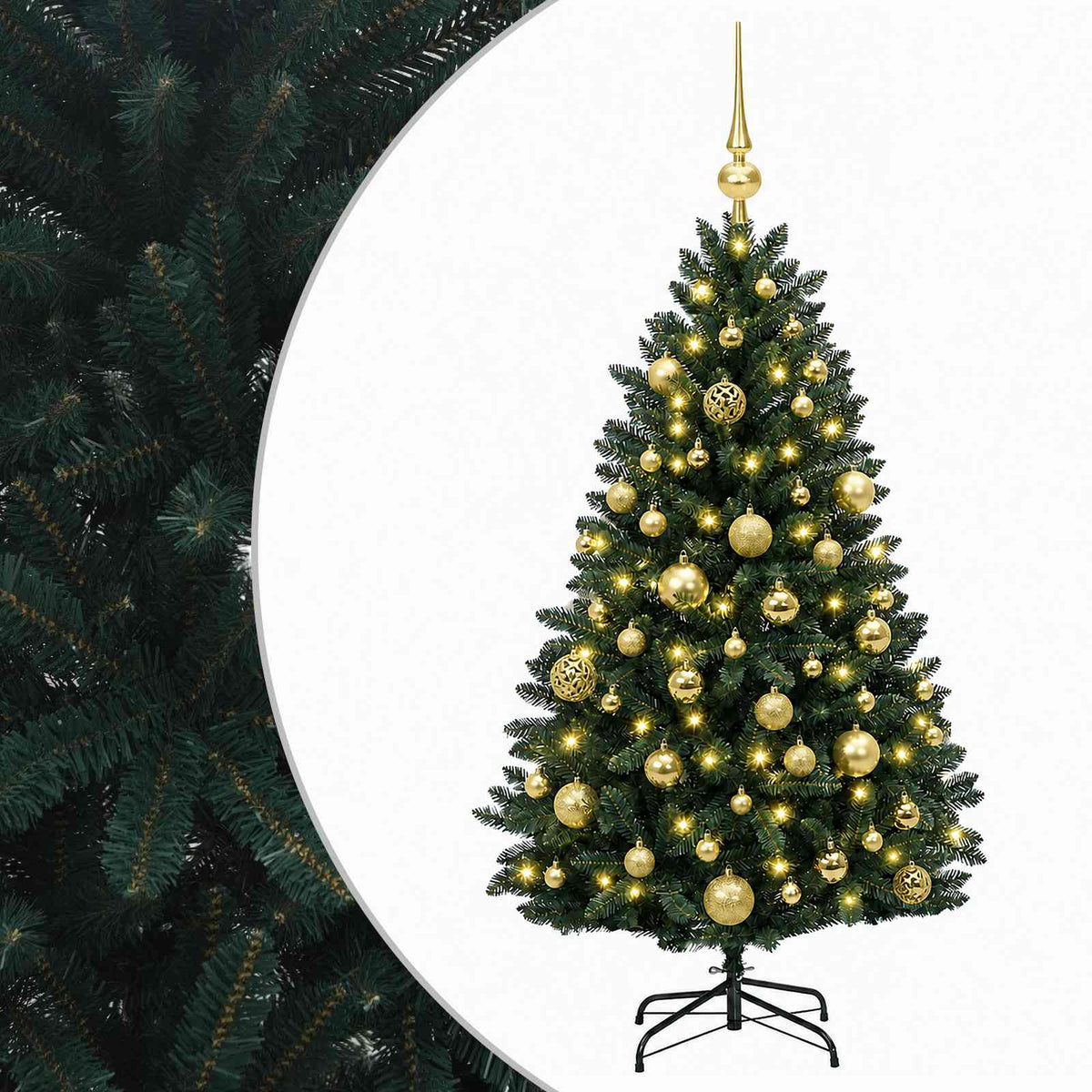 vidaXL Artificial Christmas Tree Dark Green with Baubles 120 cm
