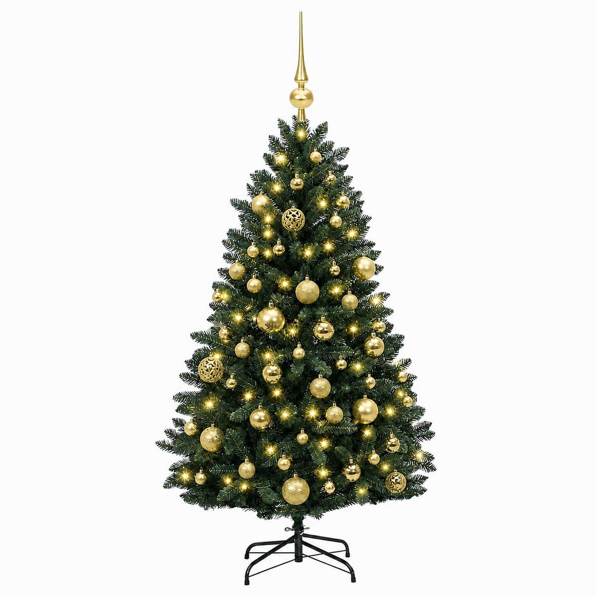 vidaXL Artificial Christmas Tree Dark Green with Baubles 120 cm