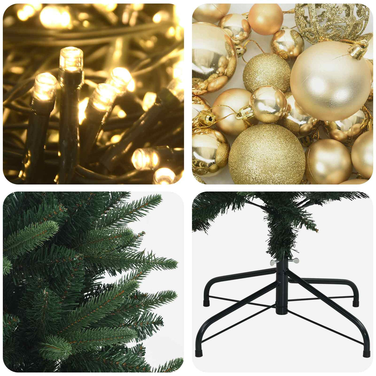 vidaXL Artificial Christmas Tree with Bauble 120 cm 150 LEDs