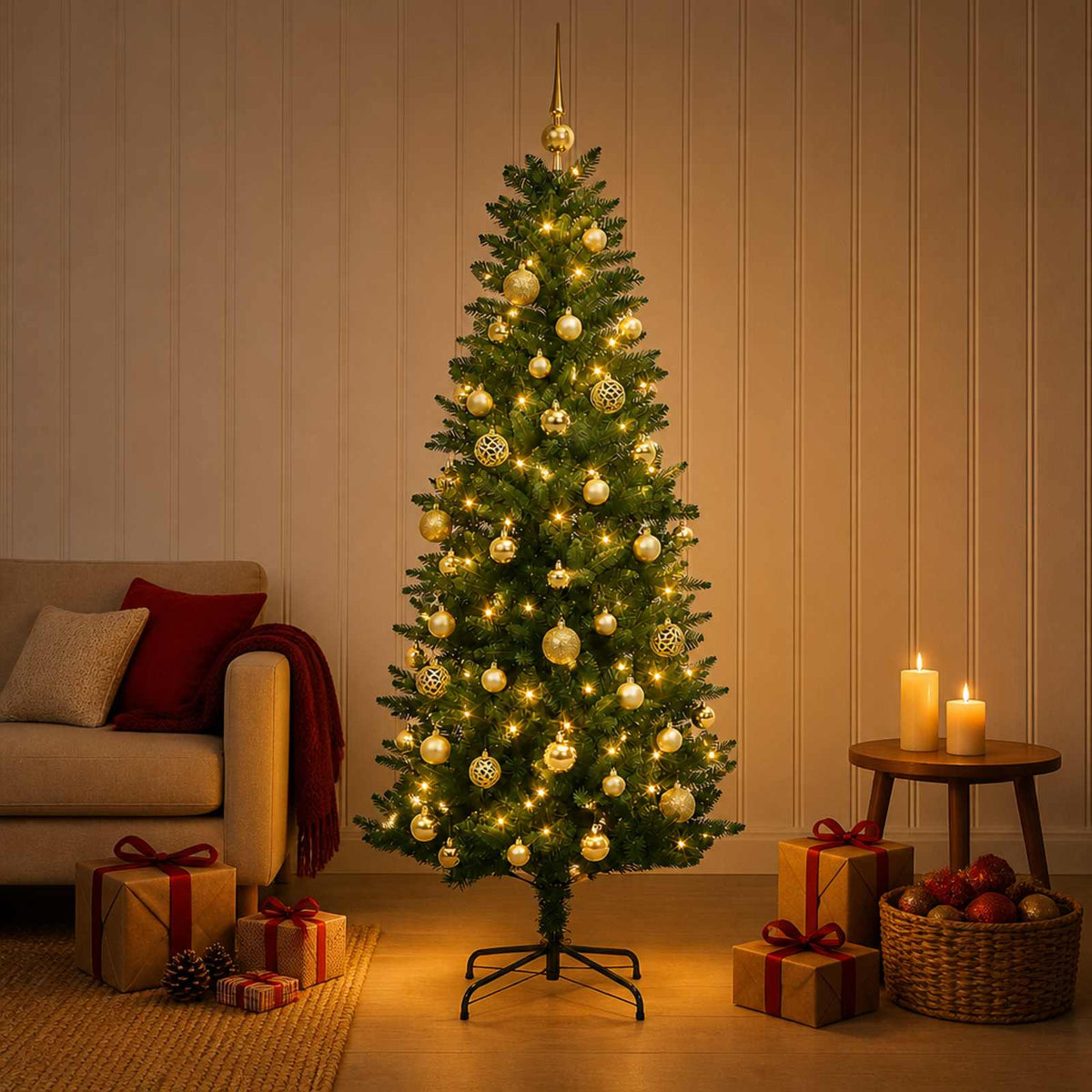 vidaXL Artificial Christmas Tree with Bauble 150 cm 150 LEDs