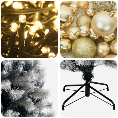 vidaXL Artificial Hinged Christmas Tree with Baubles 120 cm 150 LEDs