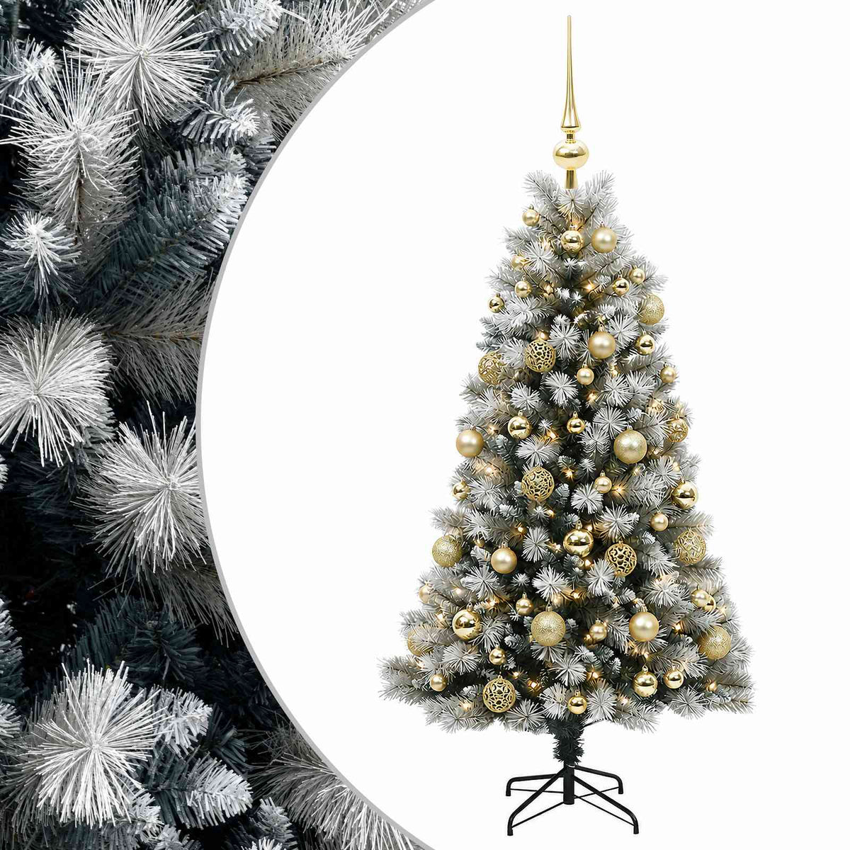 vidaXL Artificial Hinged Christmas Tree with Baubles 120 cm 150 LEDs
