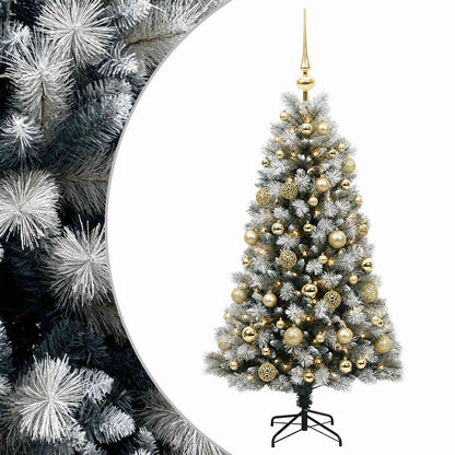 vidaXL Artificial Hinged Christmas Tree with Baubles 120 cm 150 LEDs