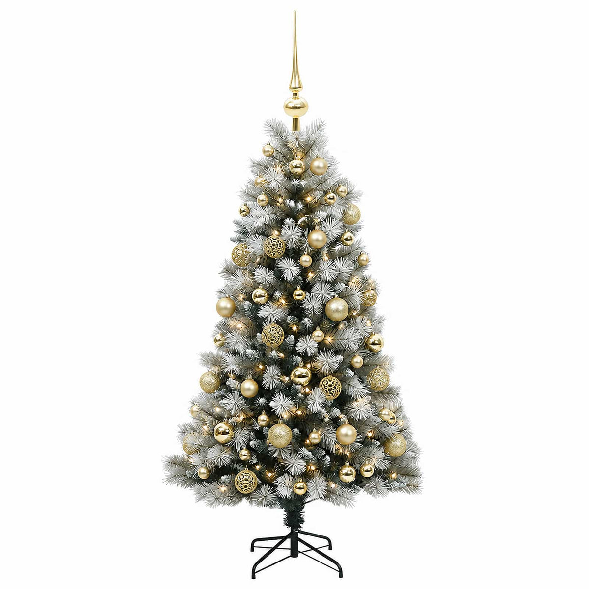 vidaXL Artificial Hinged Christmas Tree with Baubles 120 cm 150 LEDs