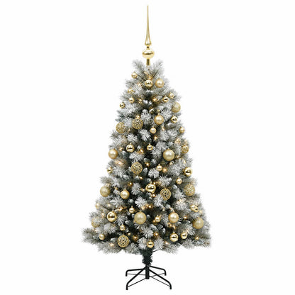vidaXL Artificial Hinged Christmas Tree with Baubles 120 cm 150 LEDs