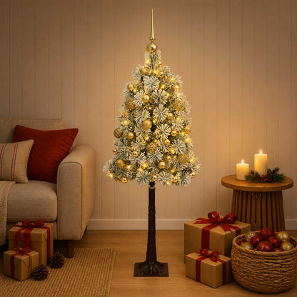 vidaXL Artificial Hinged Christmas Tree with Baubles 180 cm 300 LEDs