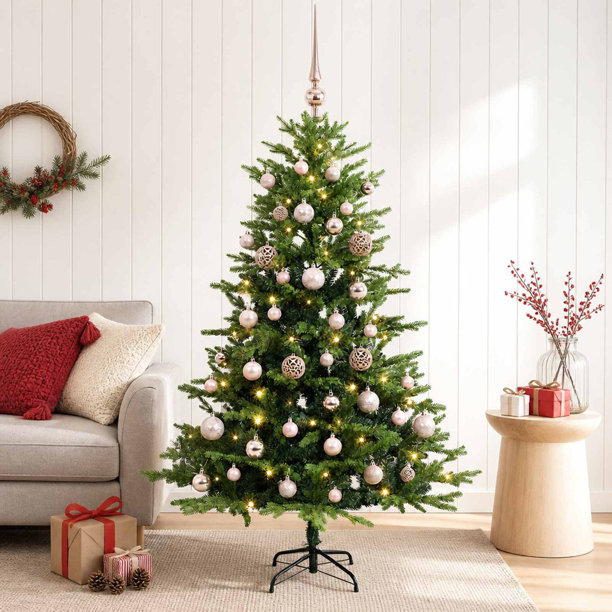 vidaXL Artificial Christmas Tree with Bauble 150 cm 150 LEDs