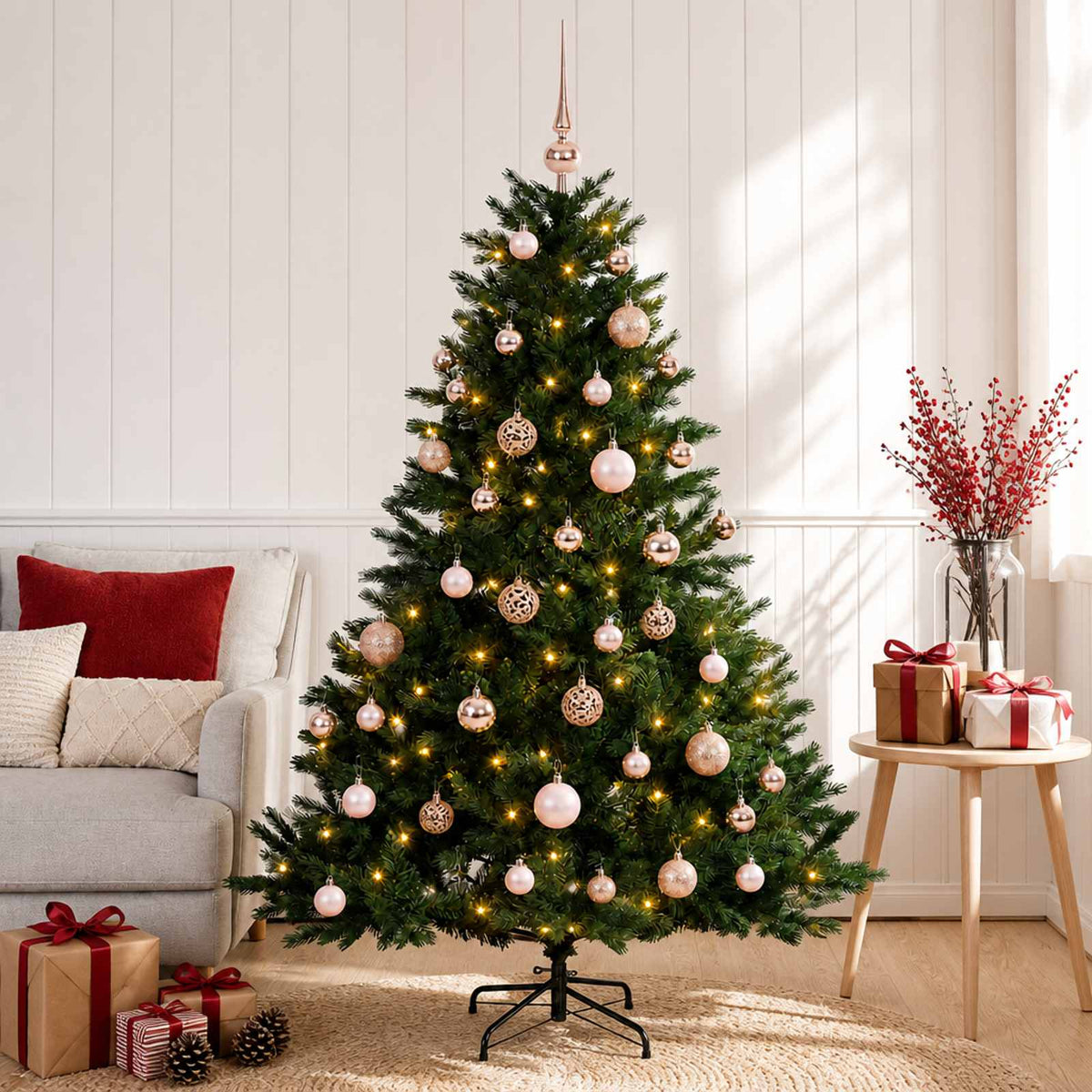 vidaXL Artificial Christmas Tree with Bauble 120 cm 150 LEDs