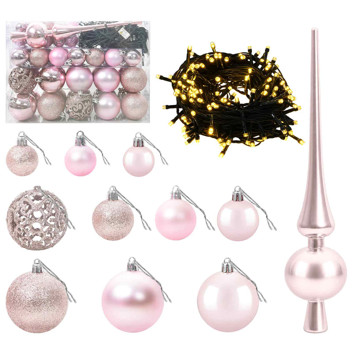 vidaXL Artificial Christmas Tree with Bauble 120 cm 150 LEDs