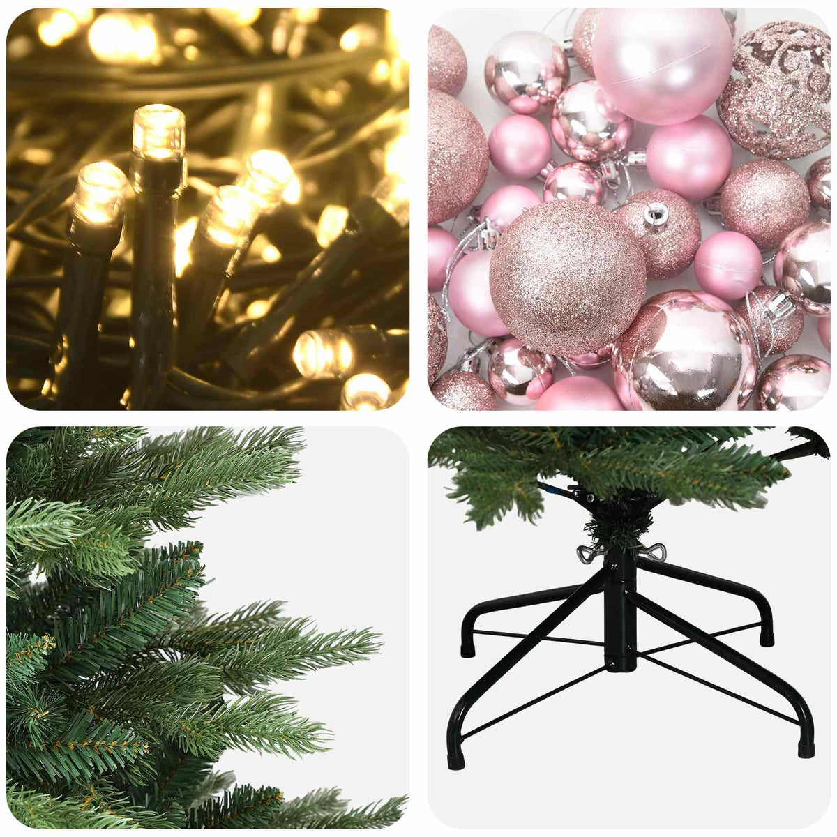 vidaXL Artificial Christmas Tree with Bauble 120 cm 150 LEDs