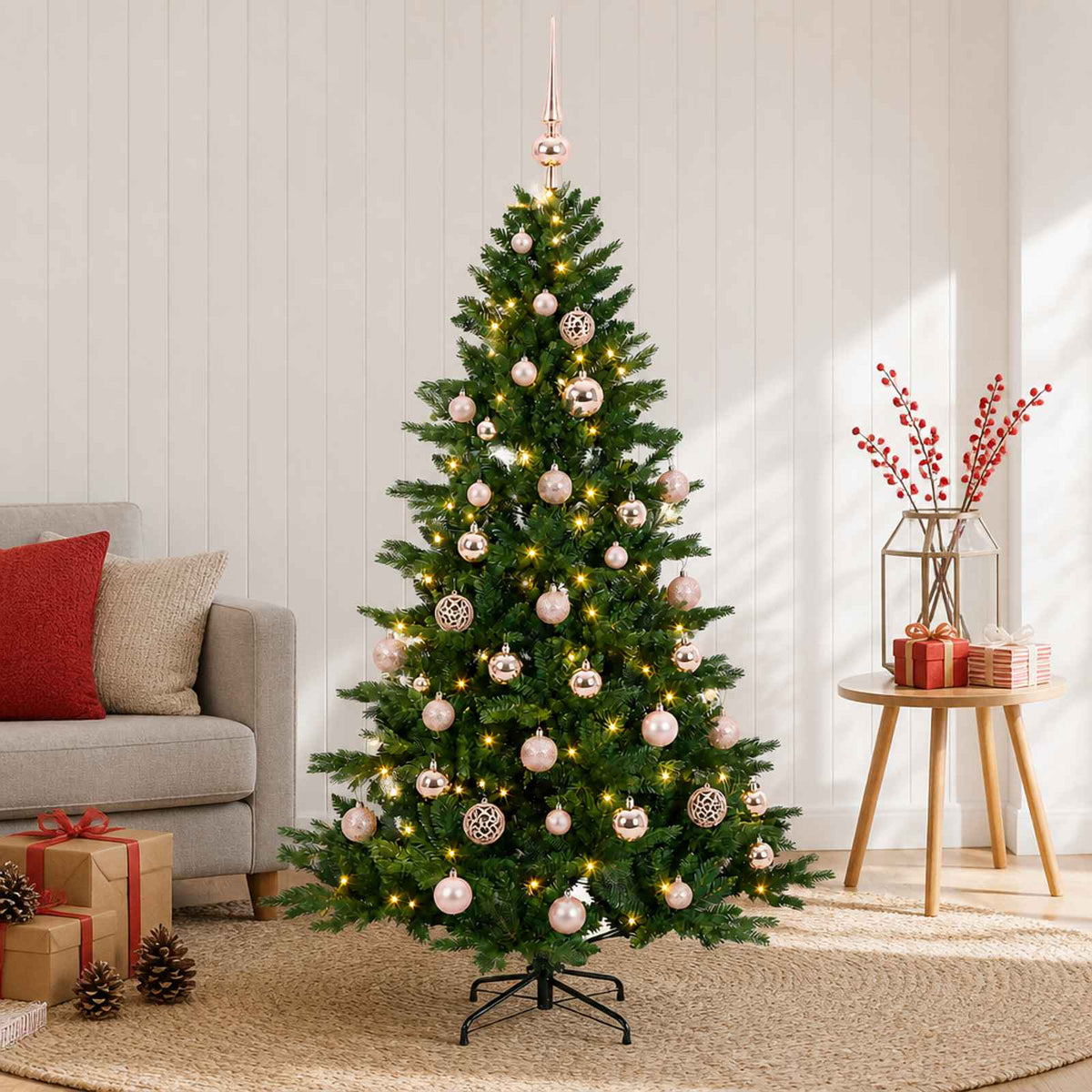 vidaXL Artificial Christmas Tree with Bauble 120 cm 150 LEDs