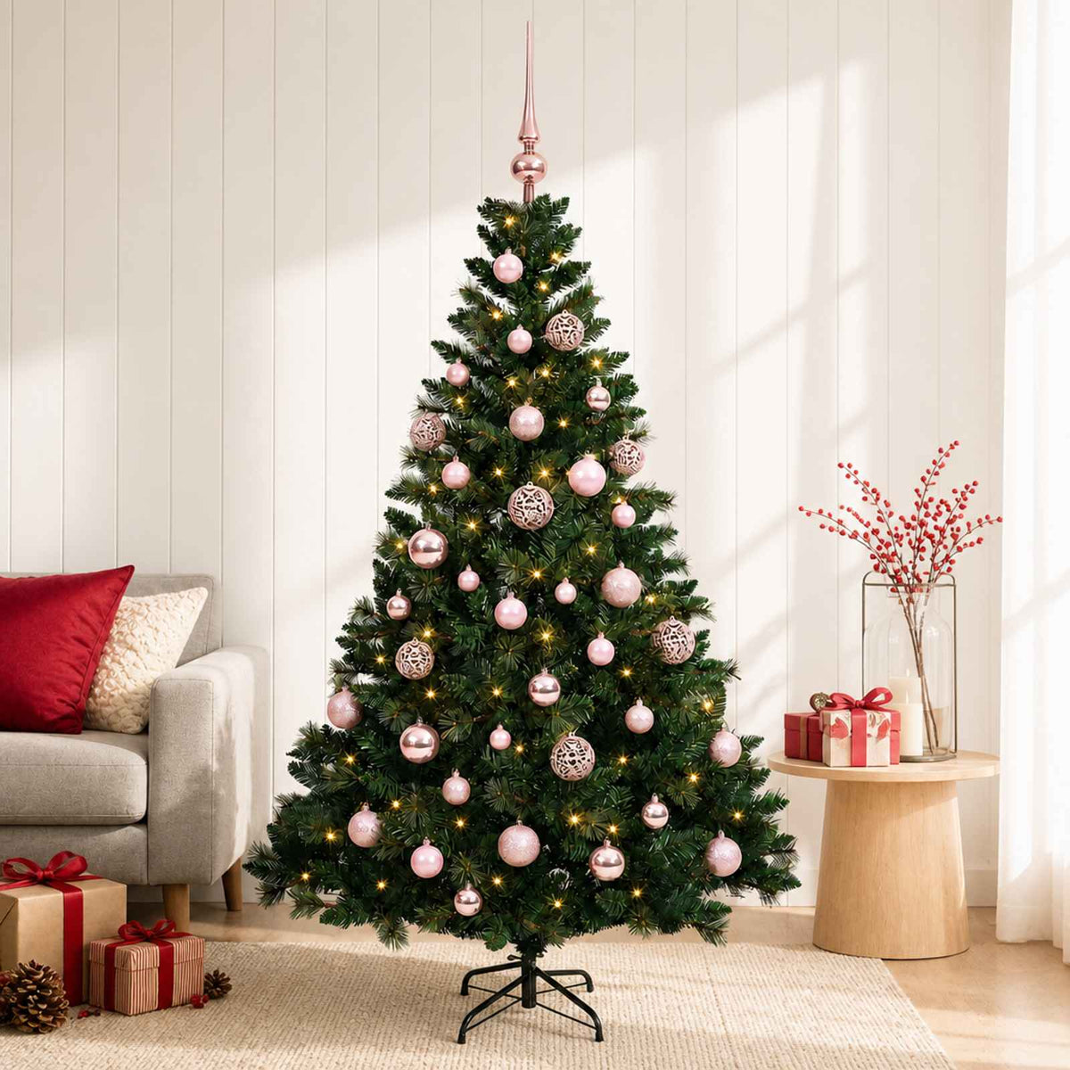 vidaXL Artificial Christmas Tree with Bauble 120 cm 150 LEDs