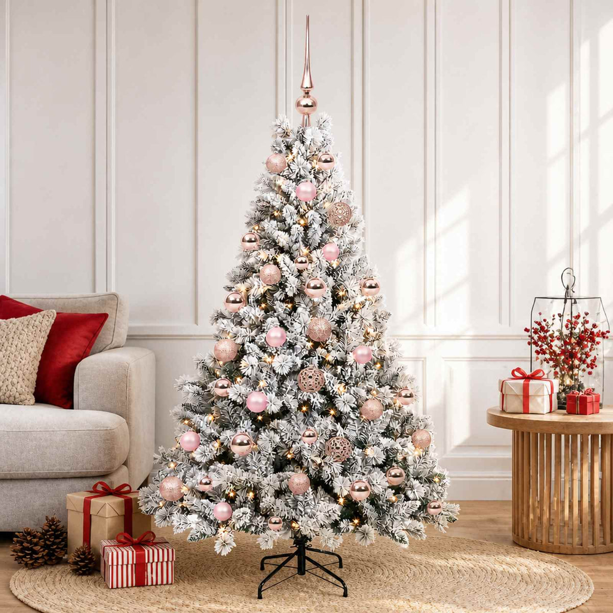 vidaXL Artificial Christmas Tree with Bauble 120 cm 150 LEDs