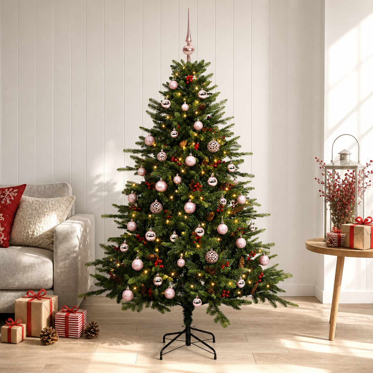 vidaXL Artificial Christmas Tree with Bauble 150 cm 150 LEDs