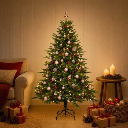 vidaXL Artificial Christmas Tree with Bauble 150 cm 150 LEDs