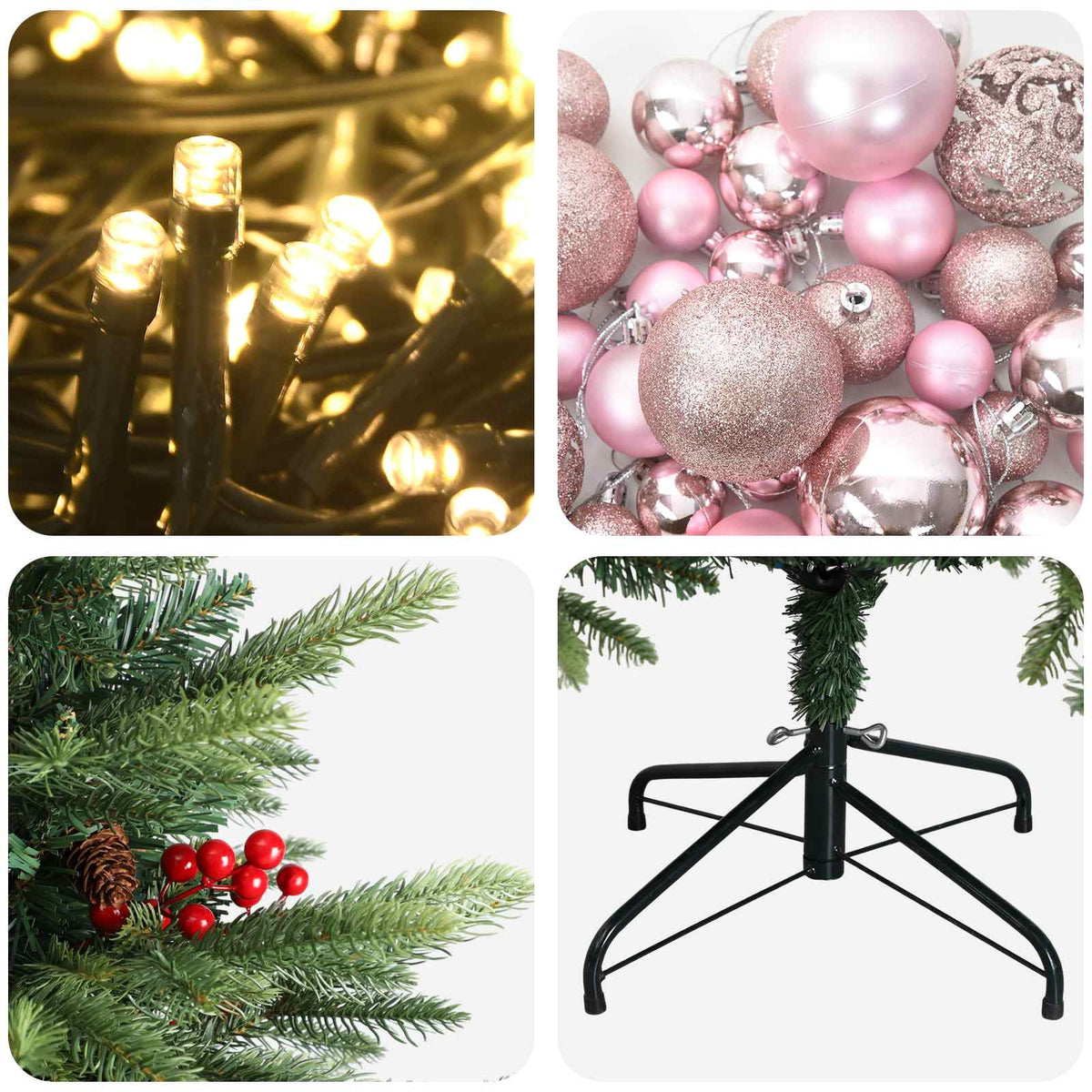 vidaXL Artificial Christmas Tree with Bauble 150 cm 150 LEDs