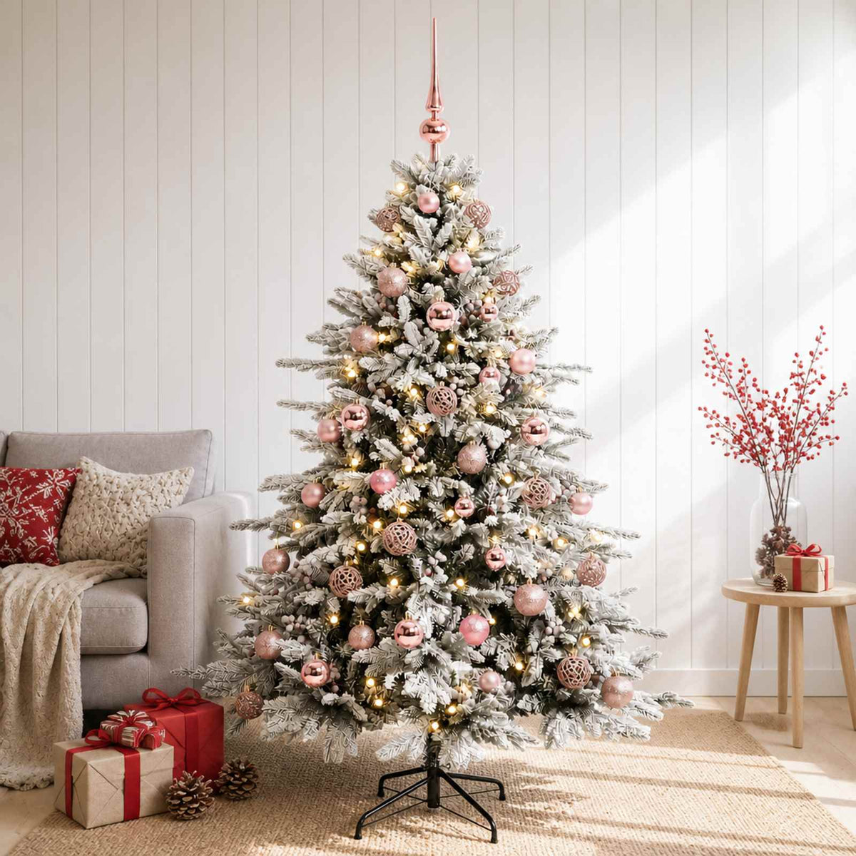 vidaXL Artificial Christmas Tree with Bauble 120 cm 150 LEDs