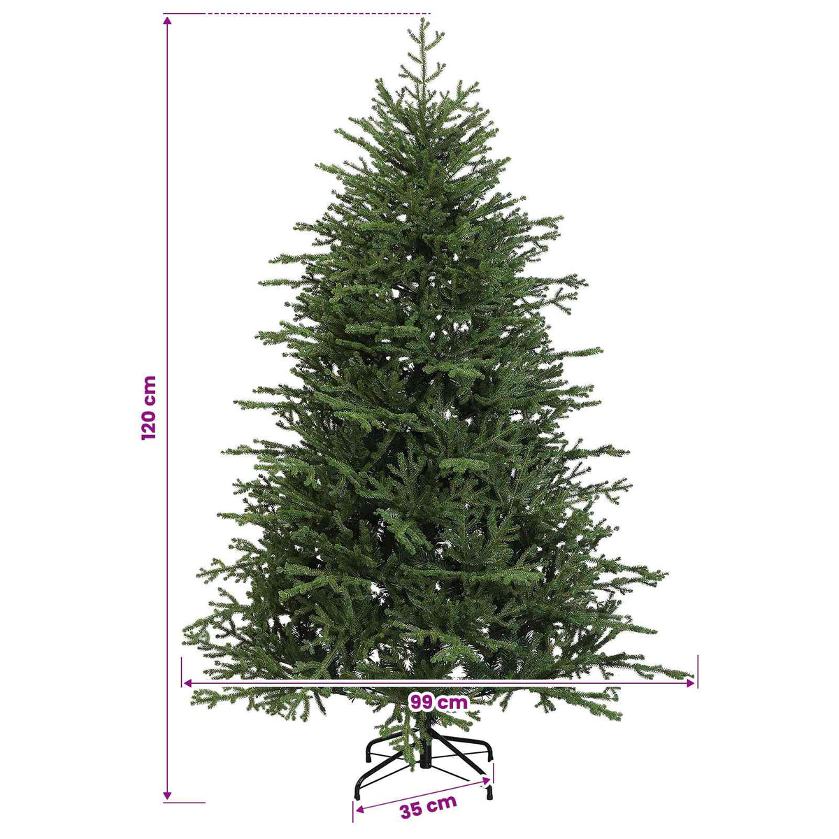 vidaXL Artificial Christmas Tree with Bauble 120 cm 150 LEDs
