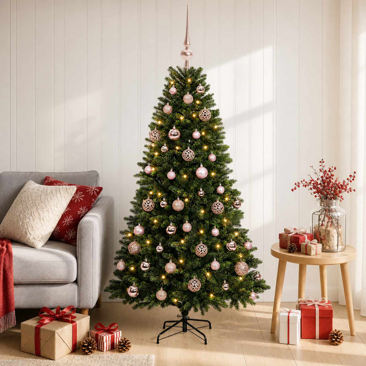 vidaXL Artificial Christmas Tree with Bauble 120 cm 150 LEDs