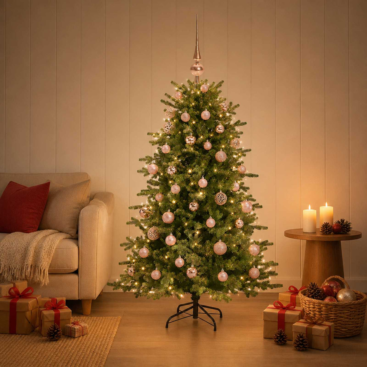 vidaXL Artificial Christmas Tree with Bauble 150 cm 150 LEDs