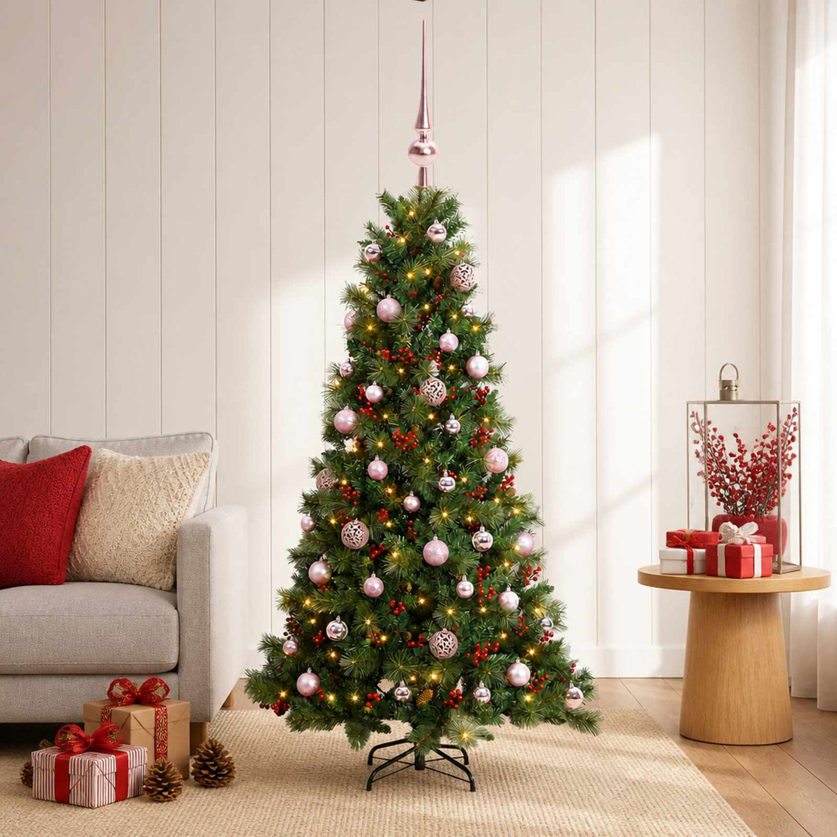 vidaXL Artificial Christmas Tree with Bauble 150 cm 150 LEDs
