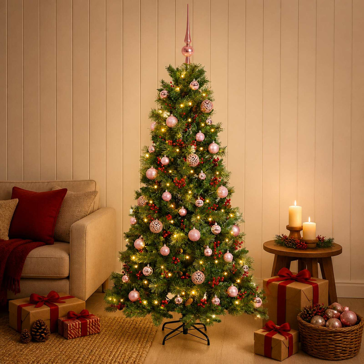 vidaXL Artificial Christmas Tree with Bauble 150 cm 150 LEDs