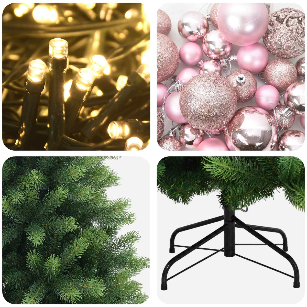 vidaXL Artificial Christmas Tree with Bauble 120 cm 150 LEDs