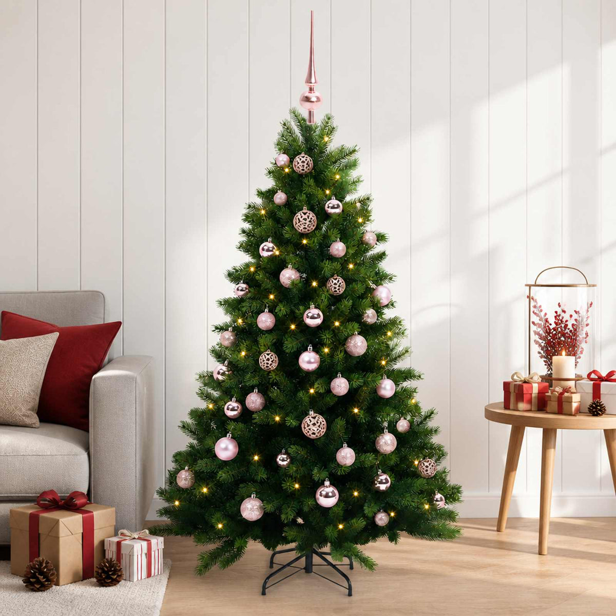 vidaXL Artificial Christmas Tree with Bauble 150 cm 150 LEDs