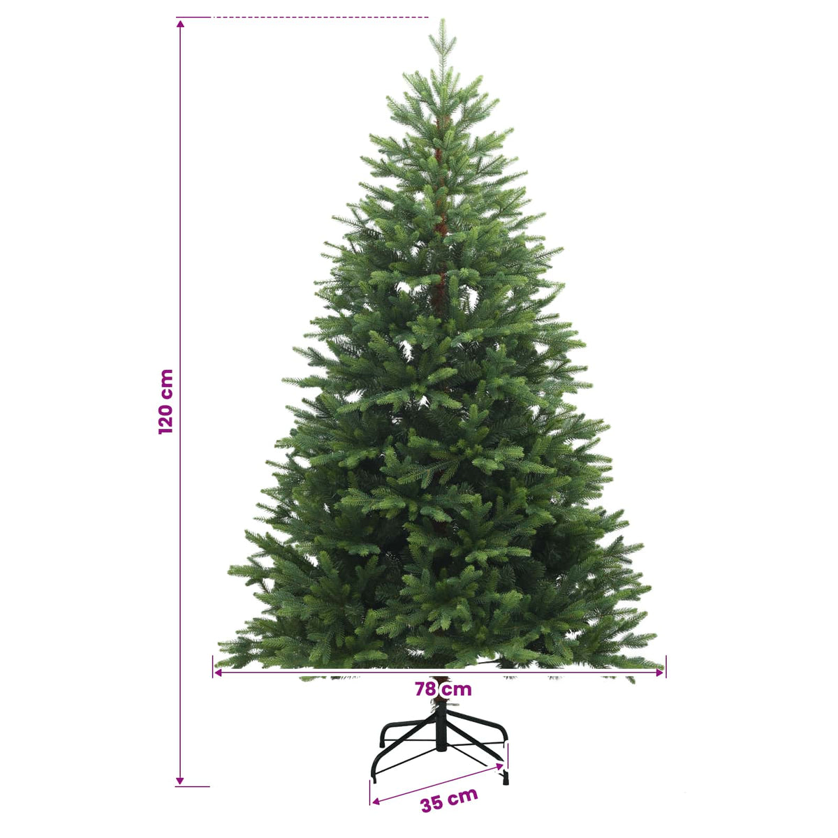 vidaXL Artificial Christmas Tree with Bauble 120 cm 150 LEDs