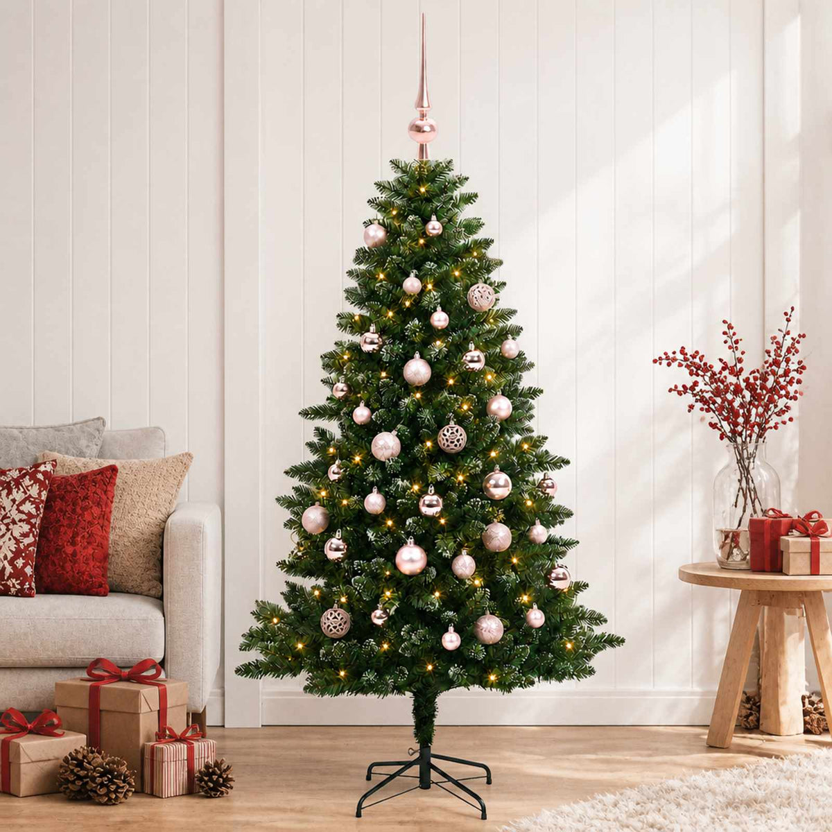 vidaXL Artificial Christmas Tree with Bauble 120 cm 150 LEDs