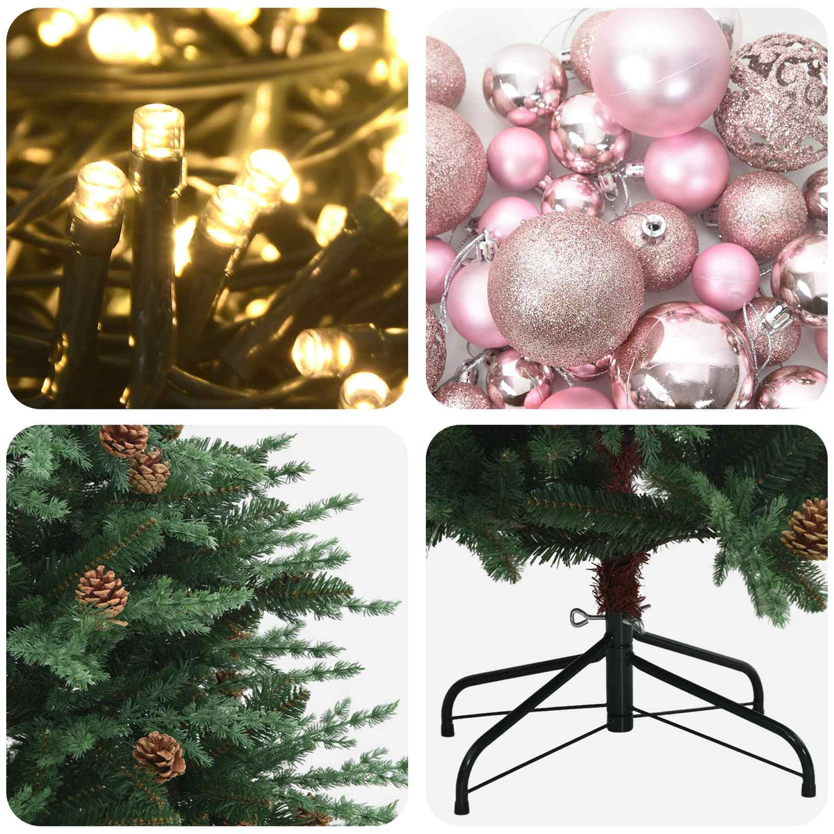 vidaXL Artificial Hinged Christmas Tree 120 cm 150 LEDs Warm White